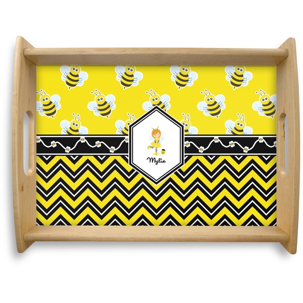 Custom Buzzing Bee Natural Wooden Tray - Large (Personalized)