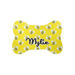 Buzzing Bee Bone Shaped Dog Food Mat (Small) (Personalized)