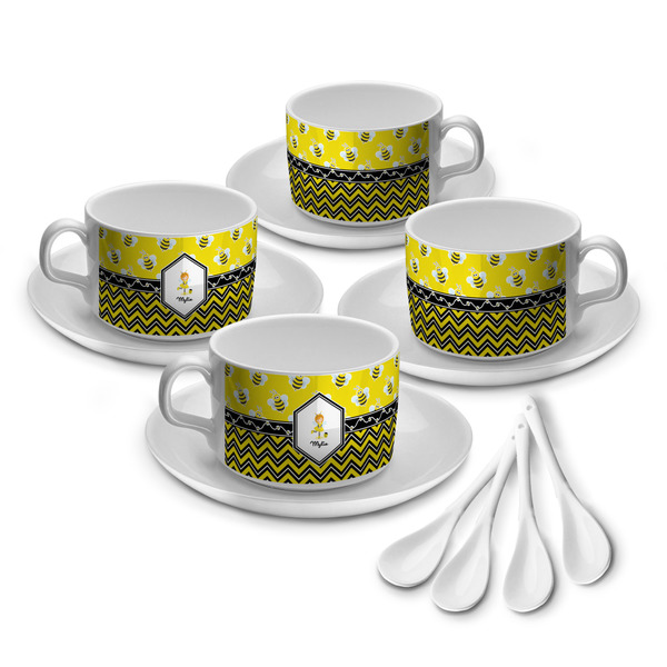 Custom Buzzing Bee Tea Cup - Set of 4 (Personalized)