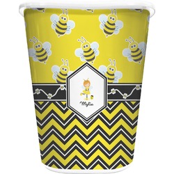 Buzzing Bee Waste Basket - Double Sided (White) (Personalized)