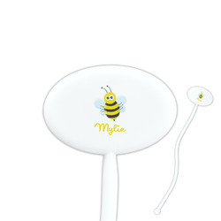 Buzzing Bee 7" Oval Plastic Stir Sticks - White - Single Sided (Personalized)