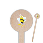 Buzzing Bee 6" Round Wooden Food Picks - Single Sided (Personalized)