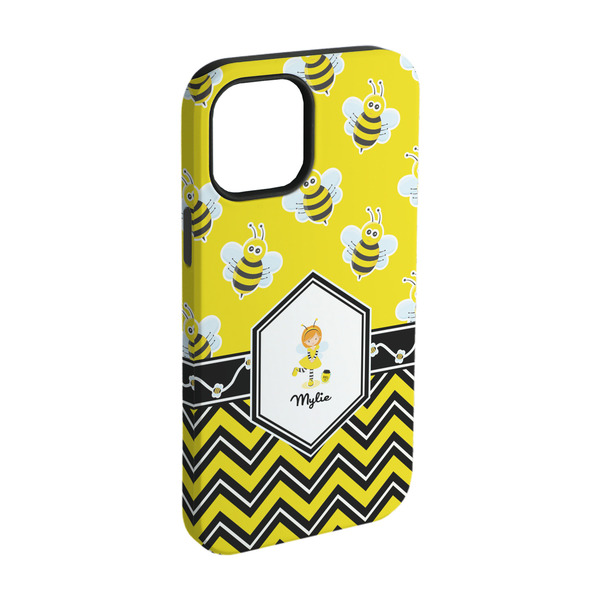 Custom Buzzing Bee iPhone Case - Rubber Lined - iPhone 15 Pro (Personalized)