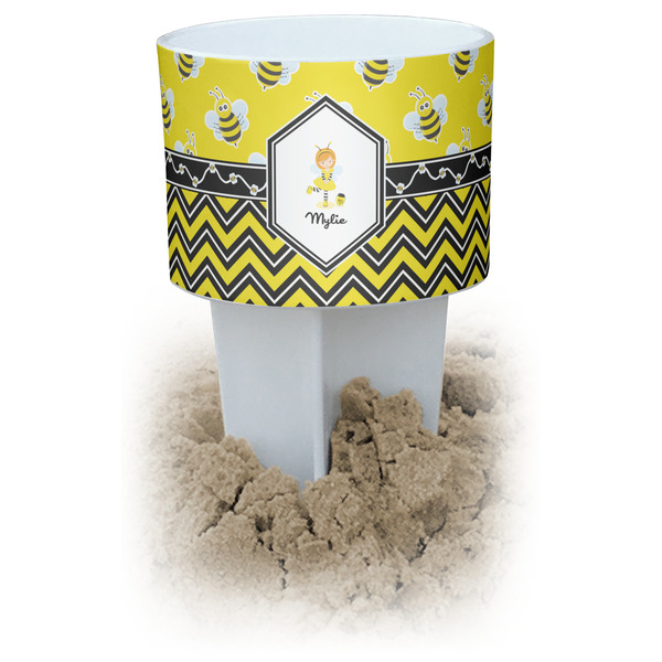 Custom Buzzing Bee White Beach Spiker Drink Holder (Personalized)