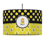 Honeycomb, Bees & Polka Dots 12" Drum Pendant Lamp - Fabric (Personalized)