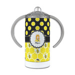 Honeycomb, Bees & Polka Dots 12 oz Stainless Steel Sippy Cup (Personalized)