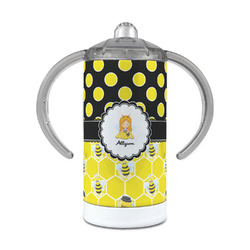 Honeycomb, Bees & Polka Dots 12 oz Stainless Steel Sippy Cup (Personalized)