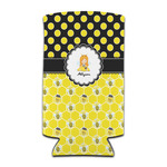 Honeycomb, Bees & Polka Dots Can Cooler (tall 12 oz) (Personalized)