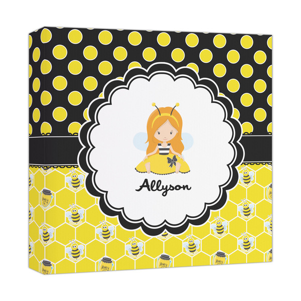 Custom Honeycomb, Bees & Polka Dots Canvas Print - 12x12 (Personalized)