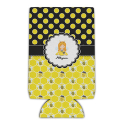 Honeycomb, Bees & Polka Dots Can Cooler (16 oz) (Personalized)