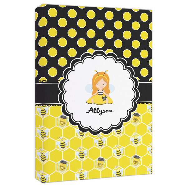 Custom Honeycomb, Bees & Polka Dots Canvas Print - 20x30 (Personalized)