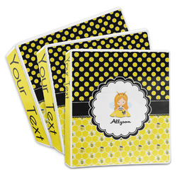 Honeycomb, Bees & Polka Dots 3-Ring Binder (Personalized)