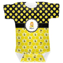 Honeycomb, Bees & Polka Dots Baby Bodysuit 12-18 (Personalized)
