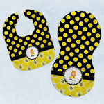 Honeycomb, Bees & Polka Dots Baby Bib & Burp Set w/ Name or Text