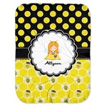 Honeycomb, Bees & Polka Dots Baby Swaddling Blanket (Personalized)