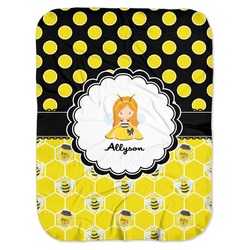 Honeycomb, Bees & Polka Dots Baby Swaddling Blanket (Personalized)