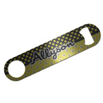 Honeycomb, Bees & Polka Dots Bar Bottle Opener - Silver w/ Name or Text