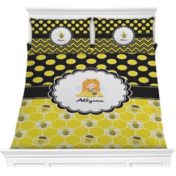 Honeycomb, Bees & Polka Dots Comforter Set - Full / Queen (Personalized)
