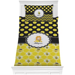 Honeycomb, Bees & Polka Dots Comforter Set - Twin XL (Personalized)