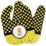 Honeycomb, Bees & Polka Dots Baby Bib w/ Name or Text