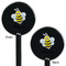 Honeycomb, Bees & Polka Dots Black Plastic 5.5" Stir Stick - Double Sided - Round - Front & Back