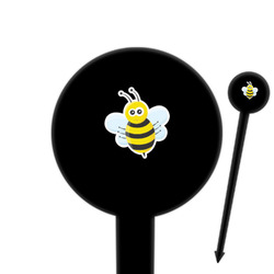 Honeycomb, Bees & Polka Dots 6" Round Plastic Food Picks - Black - Double Sided (Personalized)