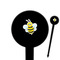 Honeycomb, Bees & Polka Dots Black Plastic 6" Food Pick - Round - Closeup