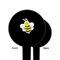 Honeycomb, Bees & Polka Dots Black Plastic 6" Food Pick - Round - Single Sided - Front & Back