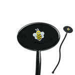 Honeycomb, Bees & Polka Dots 7" Oval Plastic Stir Sticks - Black - Double Sided (Personalized)