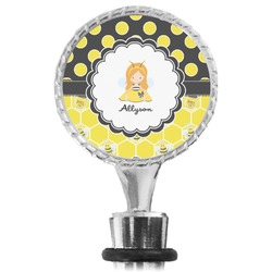 Honeycomb, Bees & Polka Dots Wine Bottle Stopper (Personalized)