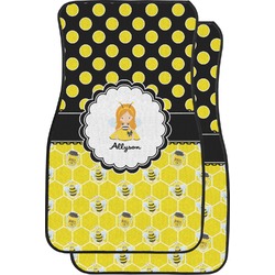 Honeycomb, Bees & Polka Dots Car Floor Mats (Front Seat) (Personalized)