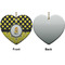 Honeycomb, Bees & Polka Dots Ceramic Flat Ornament - Heart Front & Back (APPROVAL)