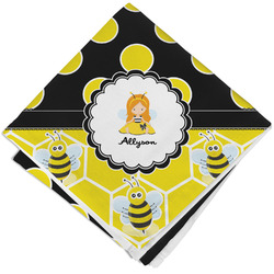 Honeycomb, Bees & Polka Dots Cloth Cocktail Napkin - Single w/ Name or Text