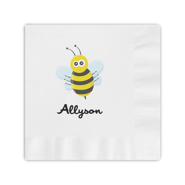 Custom Honeycomb, Bees & Polka Dots Coined Cocktail Napkins (Personalized)