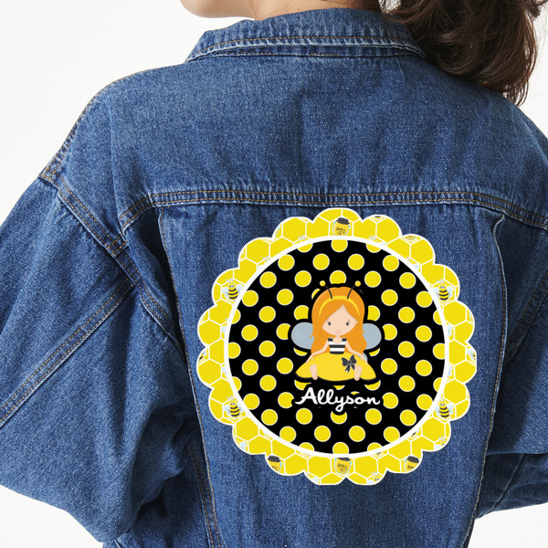 Custom Honeycomb, Bees & Polka Dots Twill Iron On Patch - Custom Shape - 3XL (Personalized)