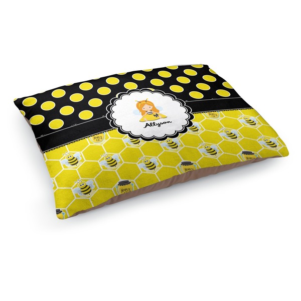 Custom Honeycomb, Bees & Polka Dots Dog Bed - Medium w/ Name or Text