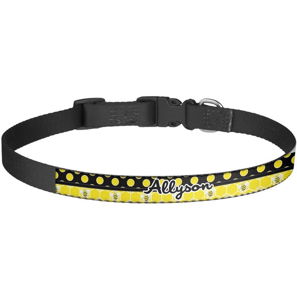 Custom Honeycomb, Bees & Polka Dots Dog Collar - Large (Personalized)