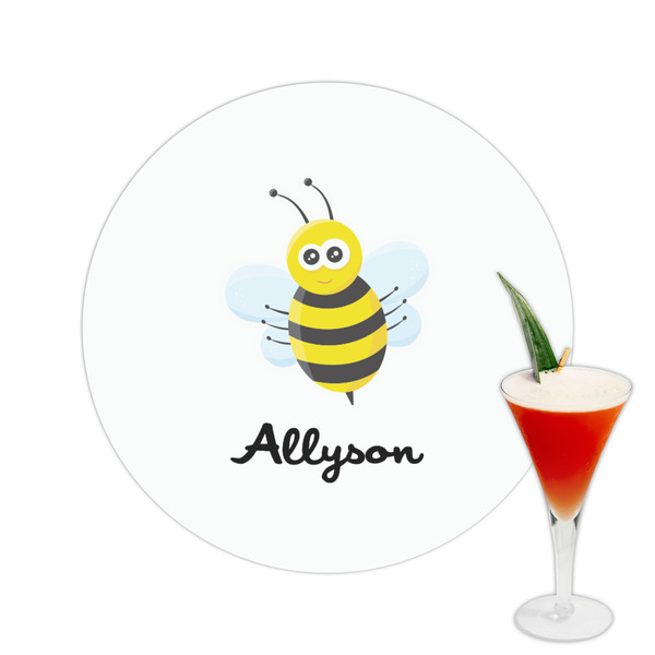 Custom Honeycomb, Bees & Polka Dots Printed Drink Topper -  2.5" (Personalized)