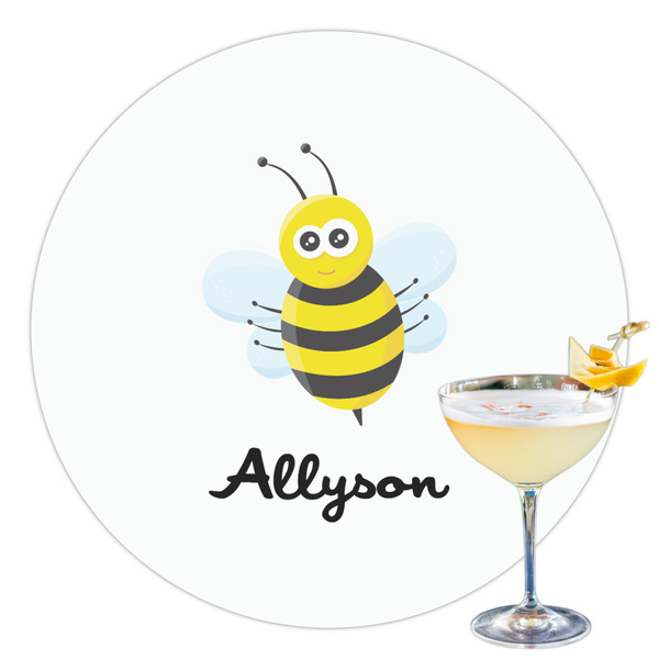 Custom Honeycomb, Bees & Polka Dots Printed Drink Topper - 3.5" (Personalized)