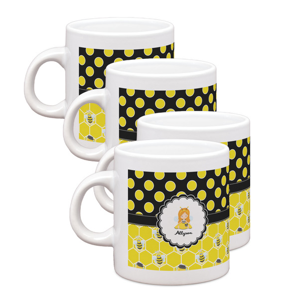 Custom Honeycomb, Bees & Polka Dots Single Shot Espresso Cups - Set of 4 (Personalized)