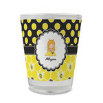 Honeycomb, Bees & Polka Dots Glass Shot Glass - 1.5 oz - Single (Personalized)