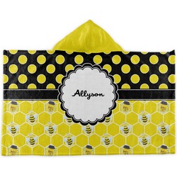Honeycomb, Bees & Polka Dots Kids Hooded Towel (Personalized)