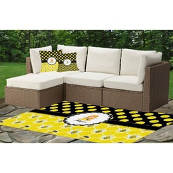 Honeycomb, Bees & Polka Dots Indoor / Outdoor Rug - Custom Size w/ Name or Text