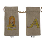 Honeycomb, Bees & Polka Dots Large Burlap Gift Bag - Front & Back (Personalized)