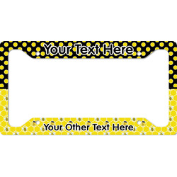 Honeycomb, Bees & Polka Dots License Plate Frame - Style A (Personalized)