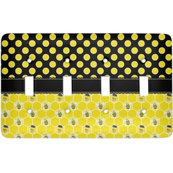 Honeycomb, Bees & Polka Dots Light Switch Cover (4 Toggle Plate)