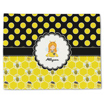 Honeycomb, Bees & Polka Dots Single-Sided Linen Placemat - Single w/ Name or Text