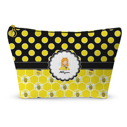 Honeycomb, Bees & Polka Dots Makeup Bag - Large - 12.5"x7" (Personalized)