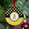 Honeycomb, Bees & Polka Dots Metal Ball Ornament - Lifestyle