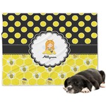 Honeycomb, Bees & Polka Dots Dog Blanket - Large (Personalized)